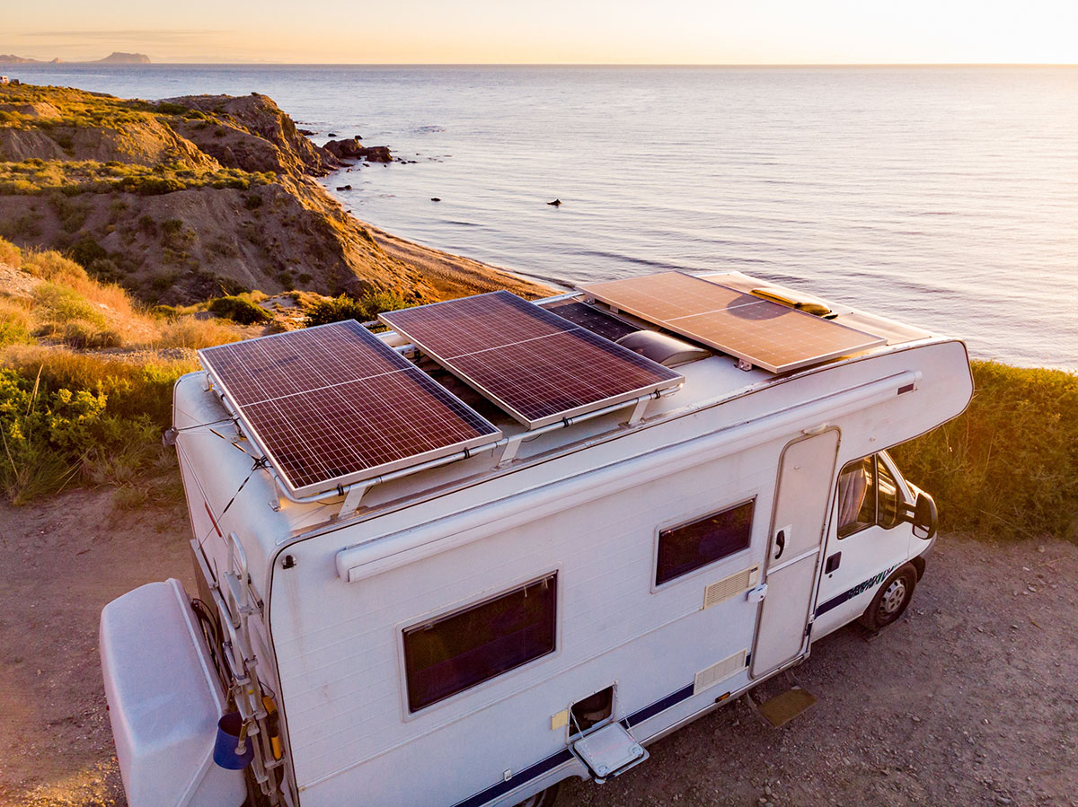 solar panels on a campervan