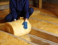 thermal insulation in a house attic glass wool