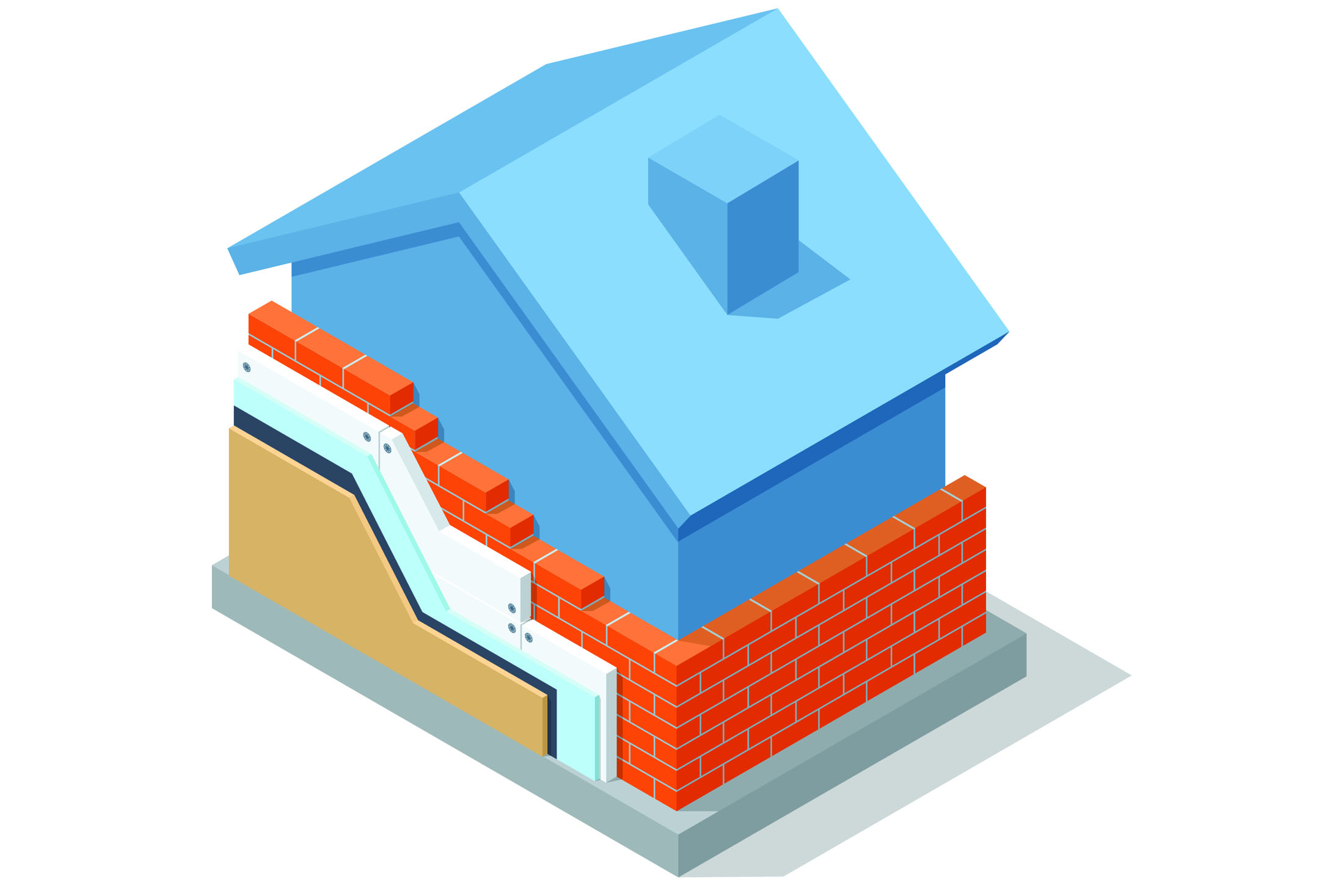 Утепление стен 01 external wall insulation icon