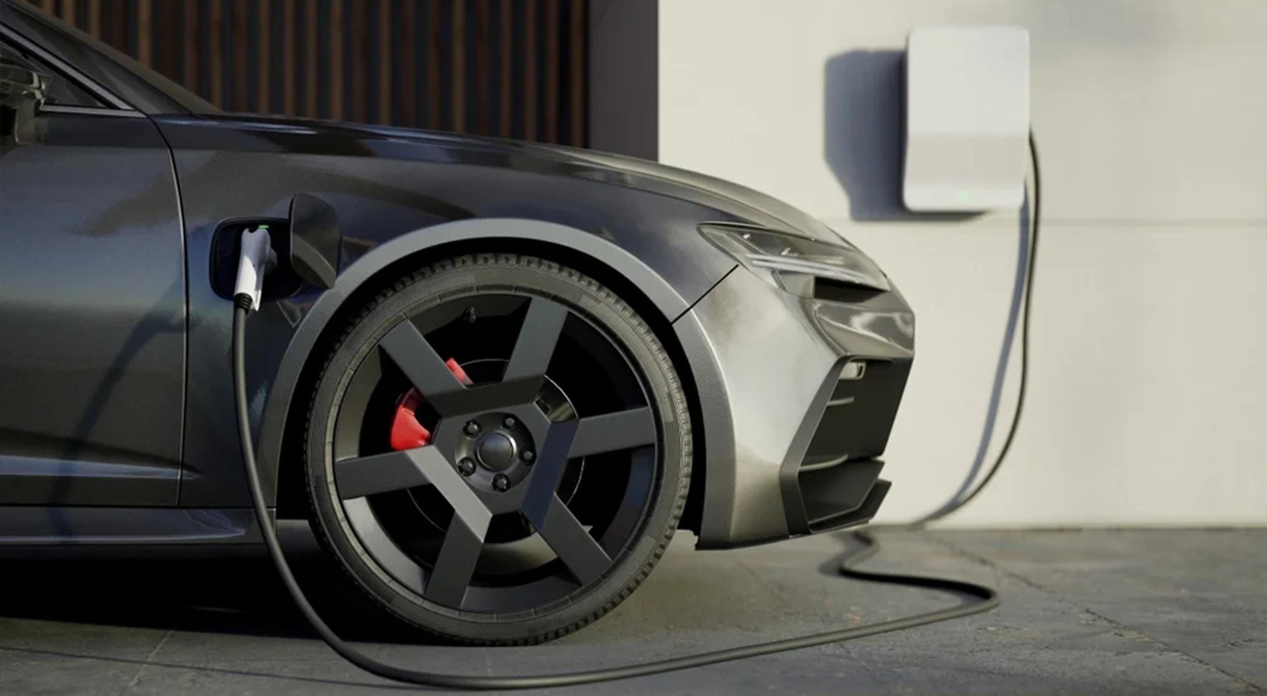 Electric car connected to a home EV charger